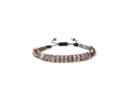 Rose Quartz Cylinder Beads Hand-Knitted Bracelet 5mm