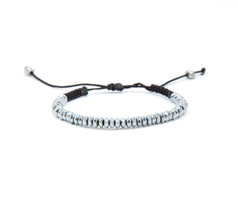 Hematite Silver ellipse hand-knitted Bracelet - Cocosh