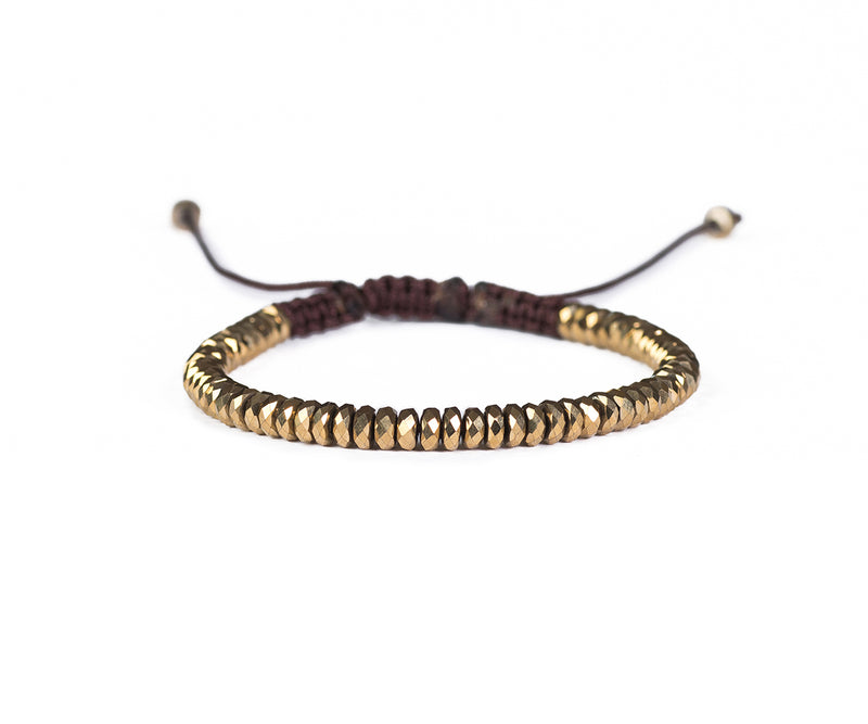 Hematite Gold Ellipse Hand-Knitted Bracelet - Cocosh