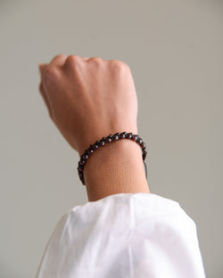 Garnet Hand-Woven Bracelet 4mm (Black Thread)