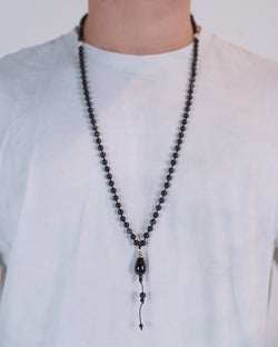 Tanzanian Black Agate Men's Necklace 99 Beads