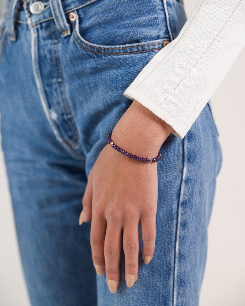 Amethyst Hand-Knitted Bracelet 4mm