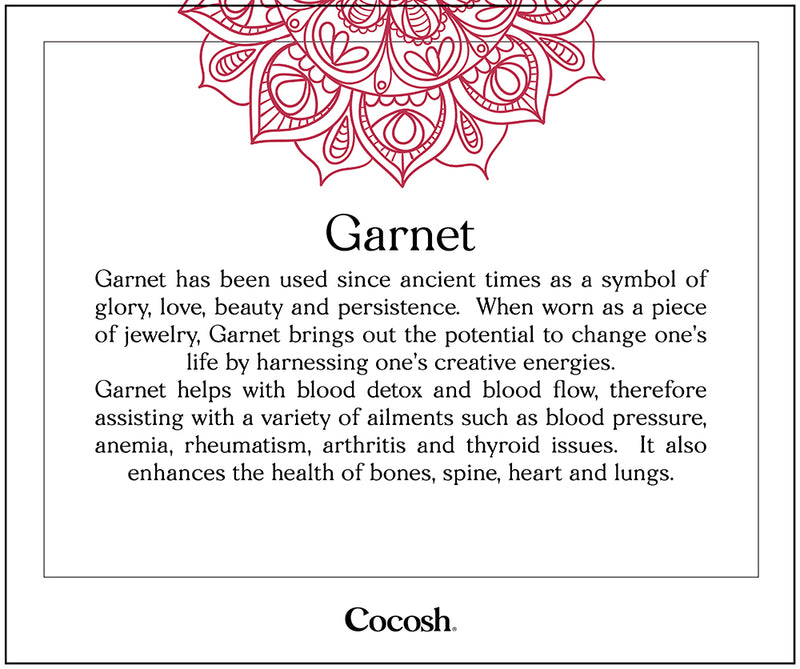 Garnet With Rose Heart Hand-Knitted Bracelet 3mm - Cocosh
