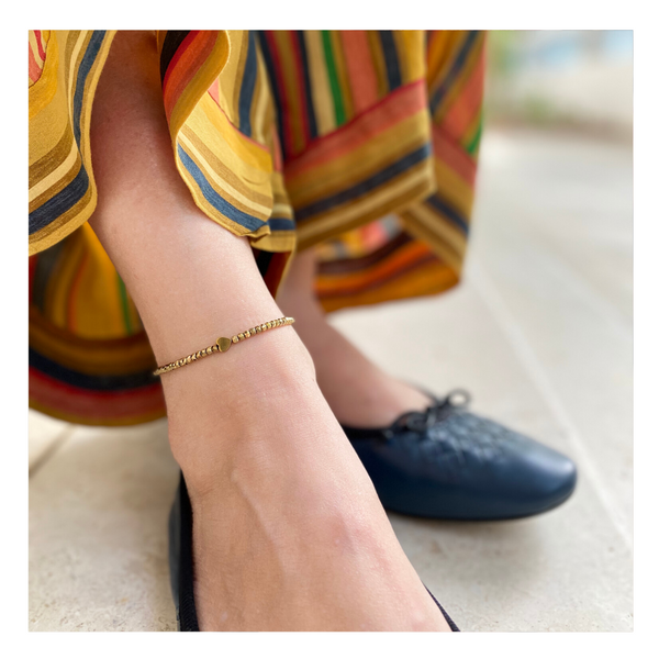 Golden Hematite Small Beaded Anklet - Cocosh