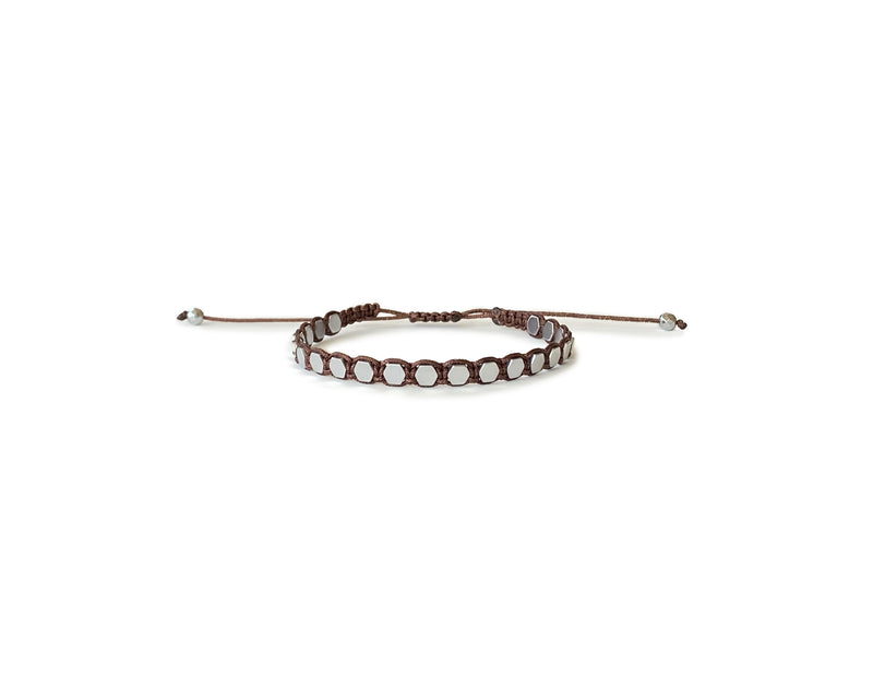 Hematite Silver Hexagon Hand-Knitted Bracelet 3mm - Cocosh