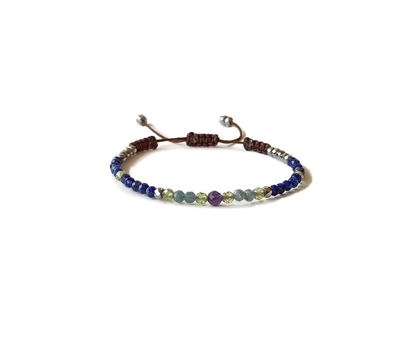 Lapis Lazuli 'Stress Release' Hand-Knitted Bracelet - Cocosh