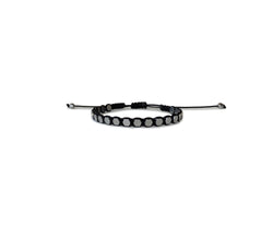 Hematite Silver Hexagon Hand-Knitted Bracelet 3mm (Black Thread) - Cocosh