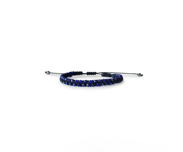 Lapis Lazuli Hand-Woven Bracelet 3mm (Black Thread) - Cocosh
