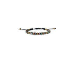 Hematite 5-Colored Rectangle Hand-Knitted Bracelet (Brown Thread) - Cocosh