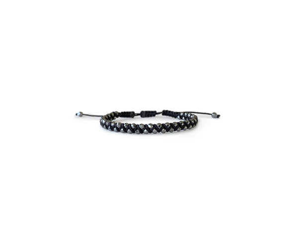 Oxide Hematite Hand-Woven Bracelet (Black Thread) - Cocosh