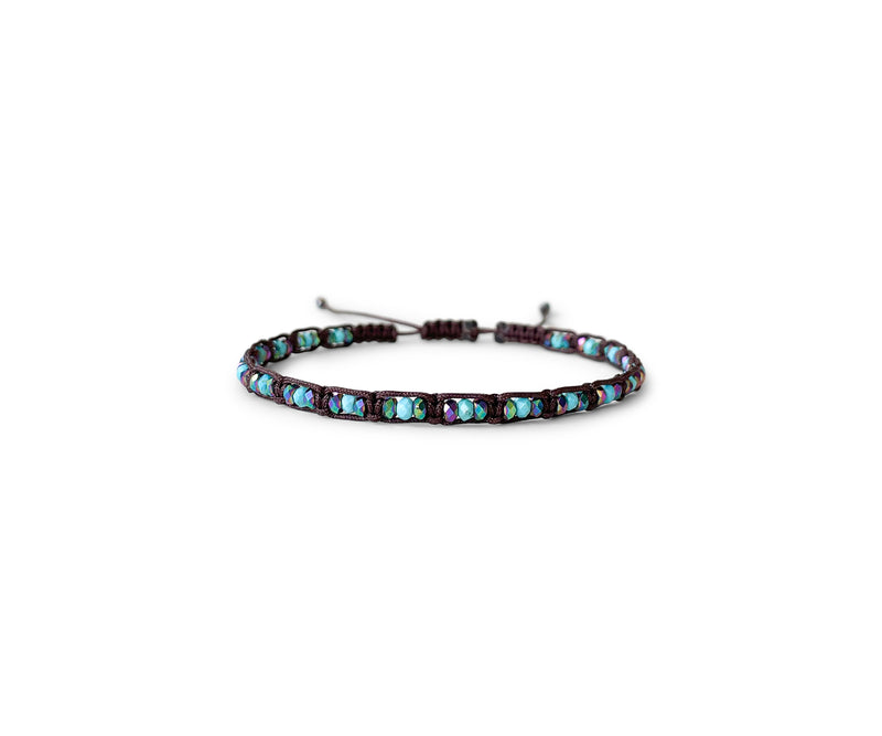 Turquoise (Fayrouz) with Hematite Hand-Knitted Anklet