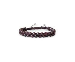 Garnet Hand-Woven Bracelet 4mm (Brown Thread)