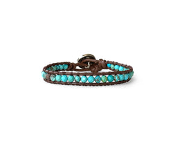 Turquoise (Fayrouz) Hand-Stitched Wrap Bracelet 4mm