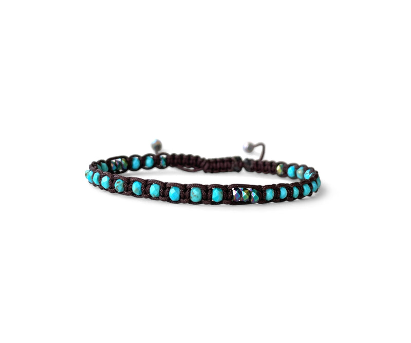 Turquoise Elliptic Hand-Knitted Bracelet