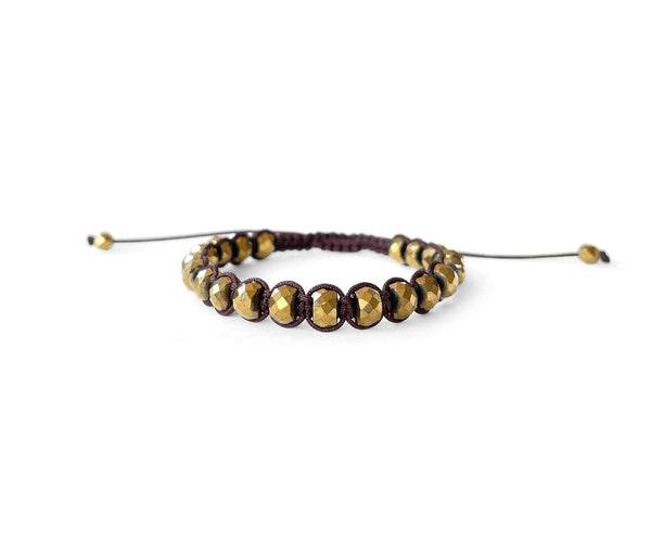Hematite Gold Ellipse Hand-Knitted Bracelet 5mm
