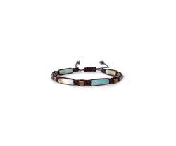 Amazonite with Rose Hematite Men's Hand-Knitted Bracelet