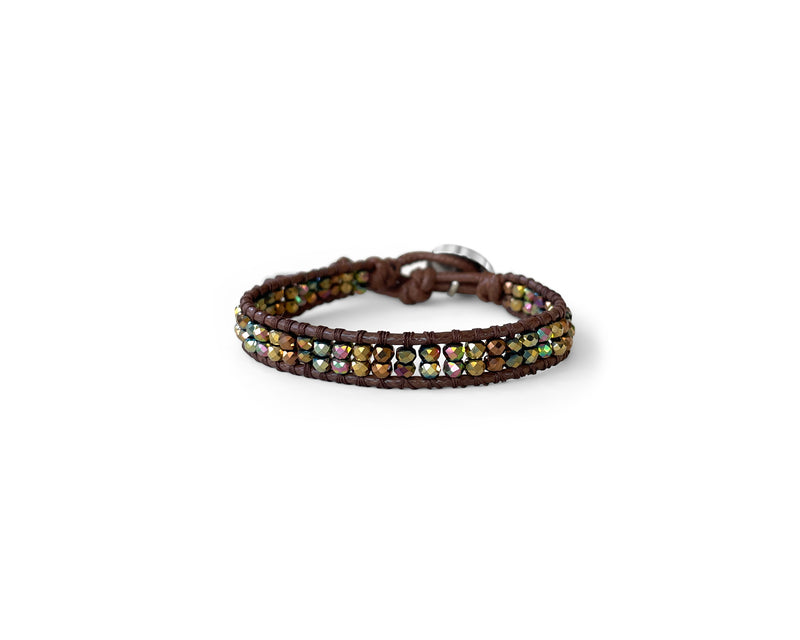 Hematite Double-row Multi-colored Hand-Stitched Bracelet 2mm