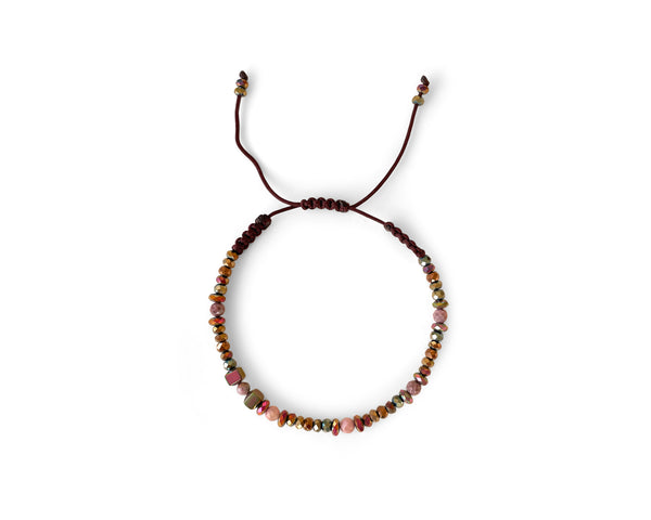 Hematite with Pink Jasper Multi-Shape Hand-Knitted Bracelet