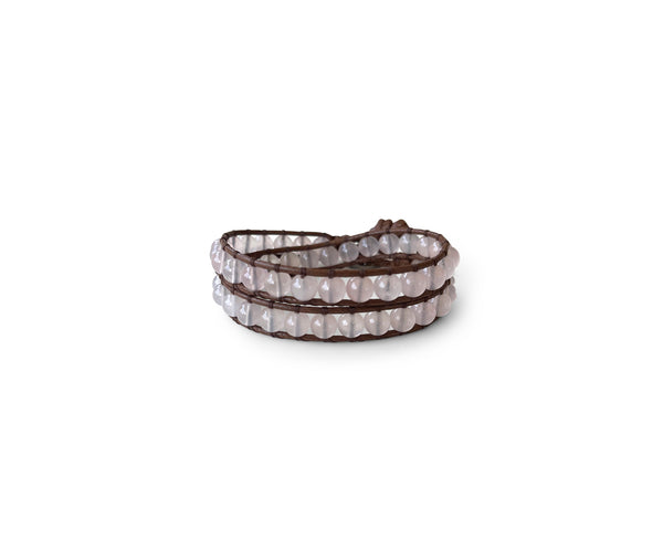 Rose Quartz Hand-Stitched Wrap Bracelet 6mm