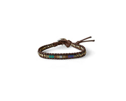 Hematite Peacock-Color Hand-Stitched Wrap Bracelet 2mm