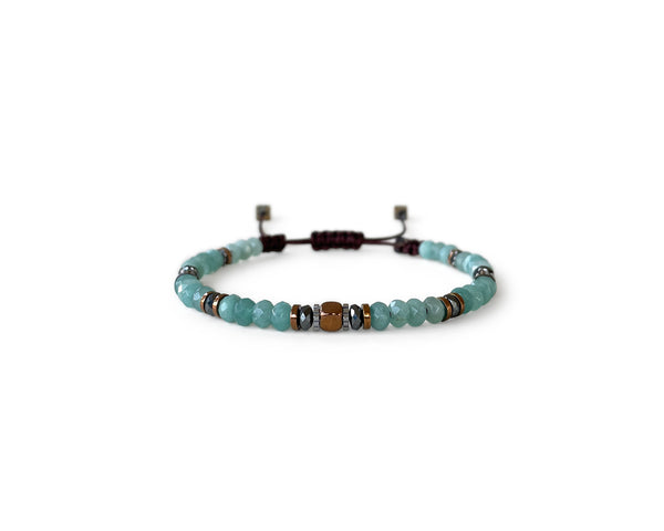 Jade Aqua Colored Hand-Knitted Wrap Bracelet