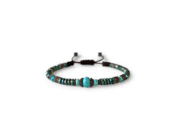 Hematite with Turquoise Hand-Knitted Bracelet