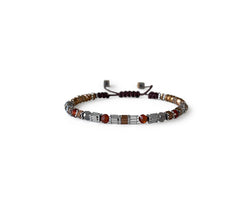 Hematite with Garnet & Labradorite Hand-Knitted Bracelet