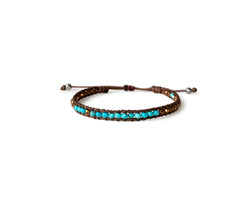 Turquoise (Fayrouz) with Rose Hematite Hand-Stitched/Knitted Bracelet