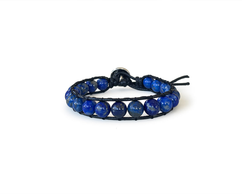 Lapis Lazuli Men's Hand-Stitched Bracelet 8mm