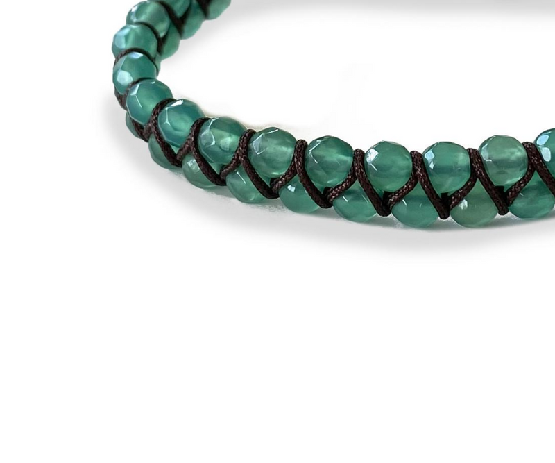 Green Agate Hand-Woven Bracelet - Cocosh